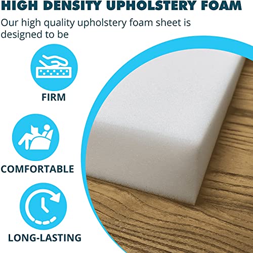 FOAMMA 2" x 18" x 18" Upholstery Foam High Density Foam (Chair Cushion Square Foam for Dining Chairs, Wheelchair Seat Cushion Replacement)
