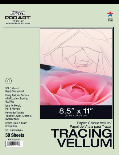PRO ART Tracing Paper Pad, 8-1/2-inch x 11-inch, 50 Sheet Tape Bound, Translucent