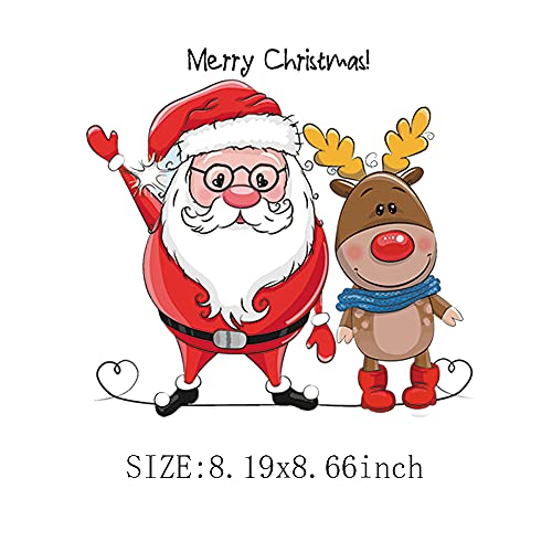 Christmas Heat Transfer Iron on Patches 3 Xmas Stickers Decals for Clothing Backpack Pillow DIY Decorations