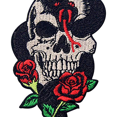 Snake Rose and Skull Patch Embroidered Applique Badge Iron On Sew On Emblem