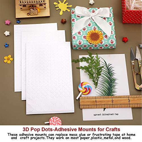 2376 Pieces Foam Dots Dual-Adhesive 3D Foam Dots 3 Sizes Pop Foam Dots Round Adhesive Foam Mounts for Craft DIY Art Scrapbooking Cards Decoration Supplies, 12 Sheets