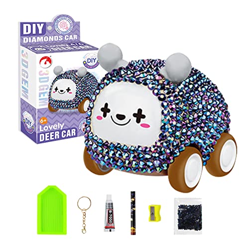 BSAC DIY 5D Diamond Paintings Key Chains, Diamond Paintings Art Kits of Animal Sliding Toy Car with Colorful Lights, Arts and Crafts for Kids & Adults Beginner