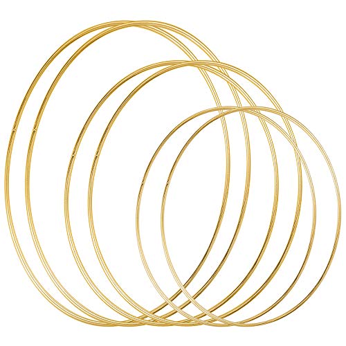 Sntieecr 6 Pack 3 Sizes (12, 16 & 19 Inch) Large Metal Floral Hoop Wreath Macrame Gold Hoop Rings for Making Home Decorations, Wedding Wreath Decor and DIY Dream Catcher Wall Hanging Crafts