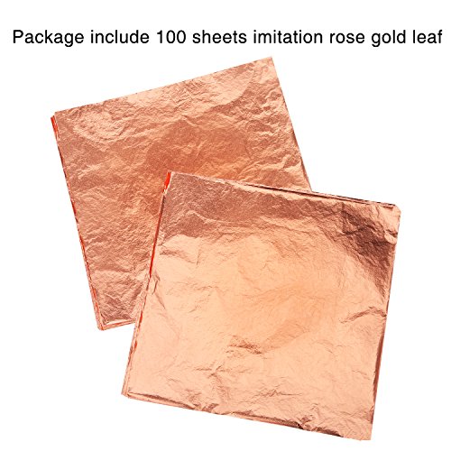 Shappy 100 Pieces Imitation Leaf for Gilding Crafting, Arts Project, Furniture Decoration, 5.5 by 5.5 Inches (Rose Gold)