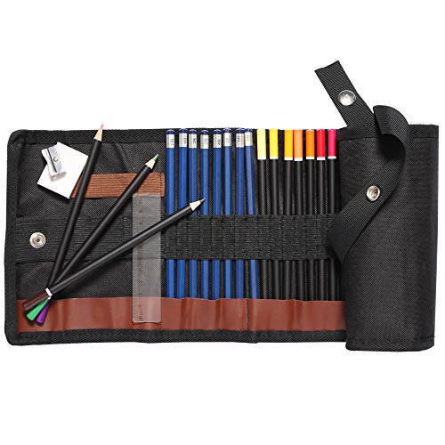 Colored Pencil Set - (47 Pieces) Vivid 3.5 mm Artist Grade Drawing & Sketching Colored Pencils for Adults Coloring Books, Watercolor, Professional Sketching Pencils and Travel Wrap Case