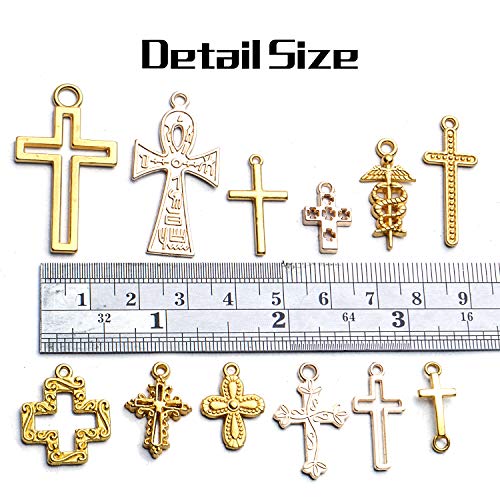 100 Gram Golden Cross Charms Assorted Ankh Cross Pendant Alloy Crucifix Pendant Charms Jewelry Making Findings for DIY Earrings Necklace Bracelet Crafts