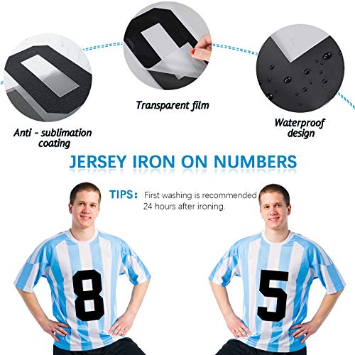 44 Pieces 8 Inch Iron on Numbers T-Shirt Heat Transfer 0 to 9 Jersey Number (Black)