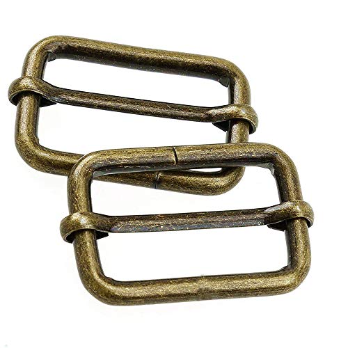 MEICOCO Slide Belt Keeper 1" 1.25" Movable Bar Slider Strap Adjuster Rectangle Strap Keeper Purse Making (Antique Brass) (1" x 20 pcs, Antique Brass)