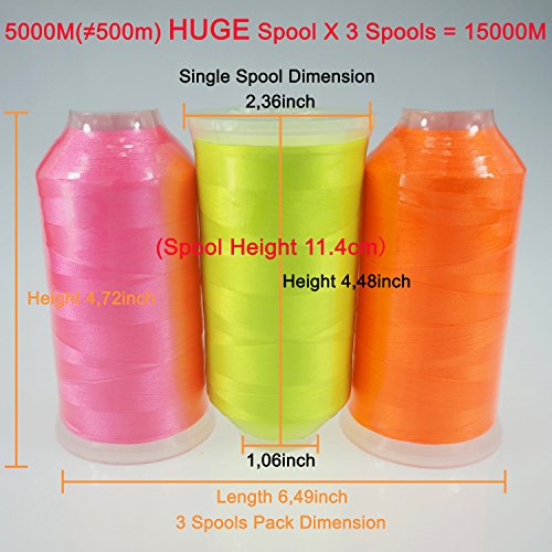 New brothreads - 32 Options- Various Assorted Color Packs of Polyester Embroidery Machine Thread Huge Spool 5000M for All Embroidery Machines -Neon Colors 1