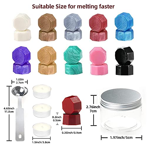 Wax Seal Beads, Afobby 360PCS Sealing Wax Beads with 2PCS Wax Seal Melting Spoons and 6 Candles for Wax Stamp Sealing, Sealing Beads for Making Wedding and Party Invitations (Malachite Green), medium