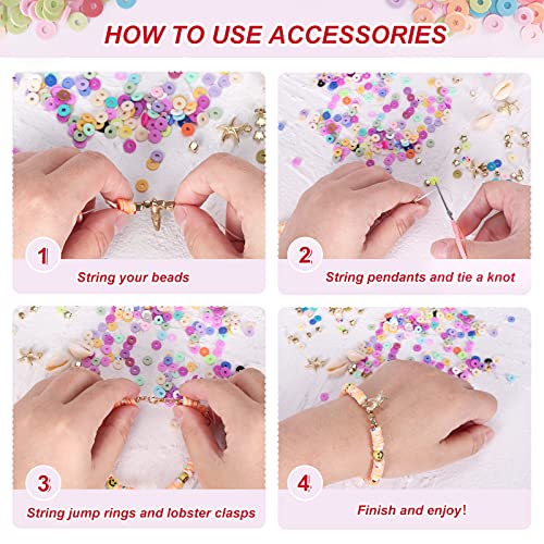 QUEFE 10800pcs Clay Beads for Bracelet Making Kit, 108 Colors Polymer Heishi Beads, Charming Bracelet Making Kit for Girls 8-12, Letter Beads for Jewelry Making Kit, for Preppy, Gifts, Crafts