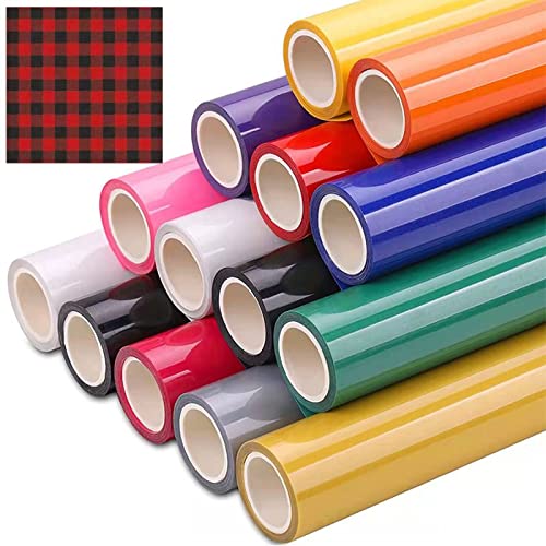 Heat Transfer Vinyl HTV for T-Shirts 12 Inches by 4 Feet Rolls (14 Pack)