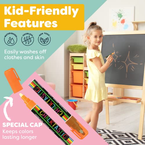 Chalktastic Liquid Chalk Markers for Kids - Set of 8 Washable, Dry Erase Pens for School, Menu Board & Car Window Glass - Metallic, Erasable Chalkboard Pen Pack - Gifts for Artists