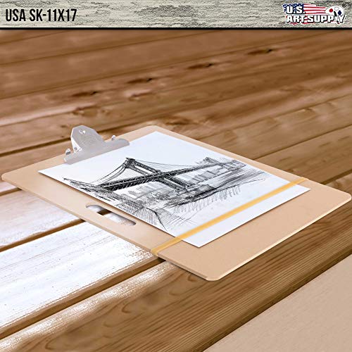 U.S. Art Supply 11" x 17" Artist Sketch Tote Board - Great for Classroom, Studio or Field Use