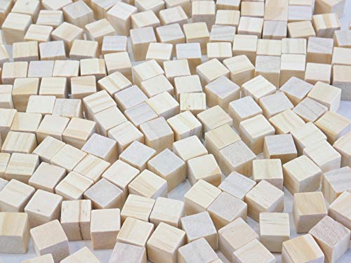 1/2 Inch Wood Craft Cubes - Pack of 200 Unfinished Wood Blocks for Craft Projects and Math Games