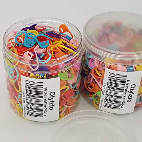 Otylzto 500pcs Assorted Colors Safety Pins Quick Locking Stitch Markers,Knitting Markers Crochet Markers Locking Stitch Markers Knitting Place Markers Stitch Needle Clip Crochet Clips