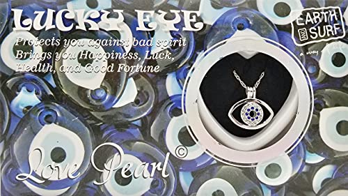 LUCKE EYE Pendant With 16" Necklace Chain Love Wish Pearl Kit