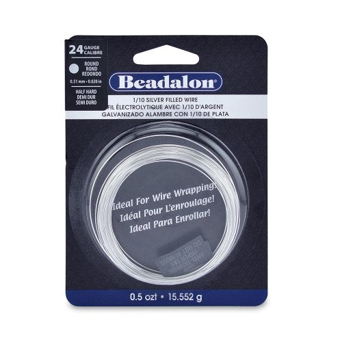Beadalon 24-Guage Half Hard Silver Filled CDA220 1/10 Jewelry Wire, Round, 0.5 Troy Ounce