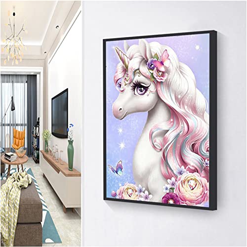 Diamond Painting Kits for Adults Full Drill Unicorn Anime Diamond Art Kits for Kids DIY Square Diamond Painting Kits Diamond Dots for Adults Diamond Art Home Wall Decor -YNC012 (Pink-Unicorn)