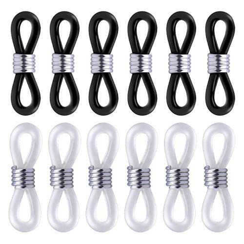 BronaGrand 60pcs Rubber Metal Ends for Eyeglass Chain Necklace Chain,Black and Clear
