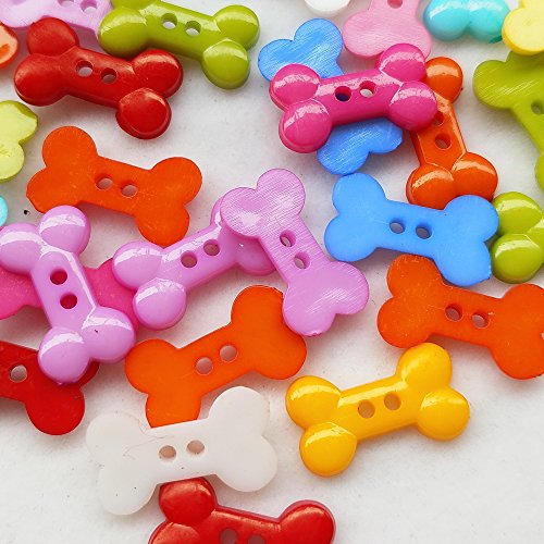 100PCS Pet Dog Bone Toy Plastic Buttons 2 Holes Sewing Craft 18mm