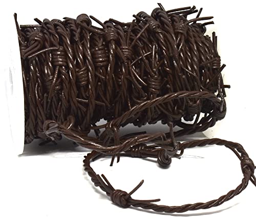 Brown Fake Barbed Wire 3 Strand Braid of 1.8mm Round Leather Cord, 10 Meter (32.8 feet) by Greek Crafts