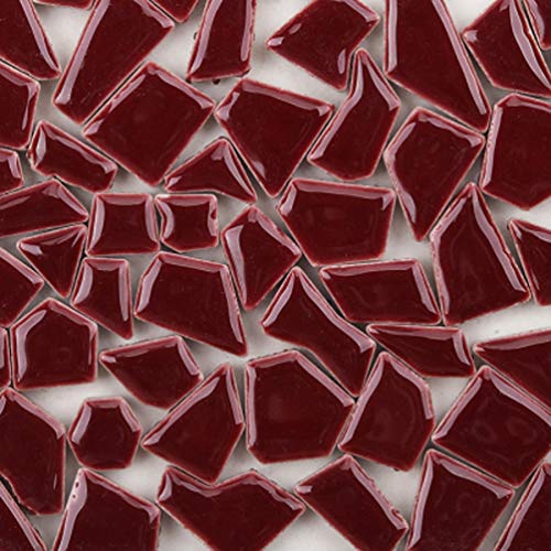 Multiple Colour Mix 200g - Mosaic Glass Tiles for Crafts - Premium Quality Stained Shaped Ceramic 0.5x2cm - Perfect for Home Decor, DIY Crafts, Pixel Art, Kid Play, Adult Hobbies, Wine Red
