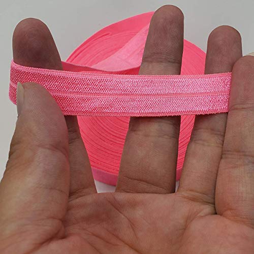 10 Yards Fold Over Elastic Stretch, Braided Elastic Ribbon for Hair Ties Headbands, Available in Various of Colours (Dark Pink, 5/8in)