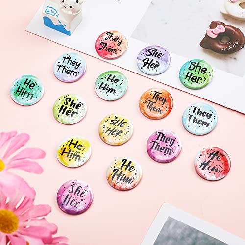 120 Pcs Pronoun Badges Pins Gender Identity Pins Round They Them Pronoun Pin Buttons Multiple Colors Pronoun Pinback for Shirts Clothes (Classic Style)