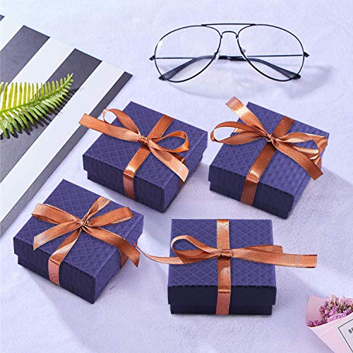 Necklace Earring Ring Box Gift Box,15 Pieces Square Cardboard Jewelry Gift Boxes,Cotton Filled Cardboard Paper Jewelry Box Gift Case (2.95 x 2.95 x 1.38 Inches) (Dark Blue)
