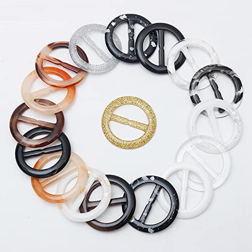 10Pcs Resin Scarves Buckle, Fashion Round T-Shirt Ties Clip, Clothing Corner Knotted Ring Buckle, Silk Neckerchief Clasp Clothing Wrap Fasten Holder for Women Lady Girls