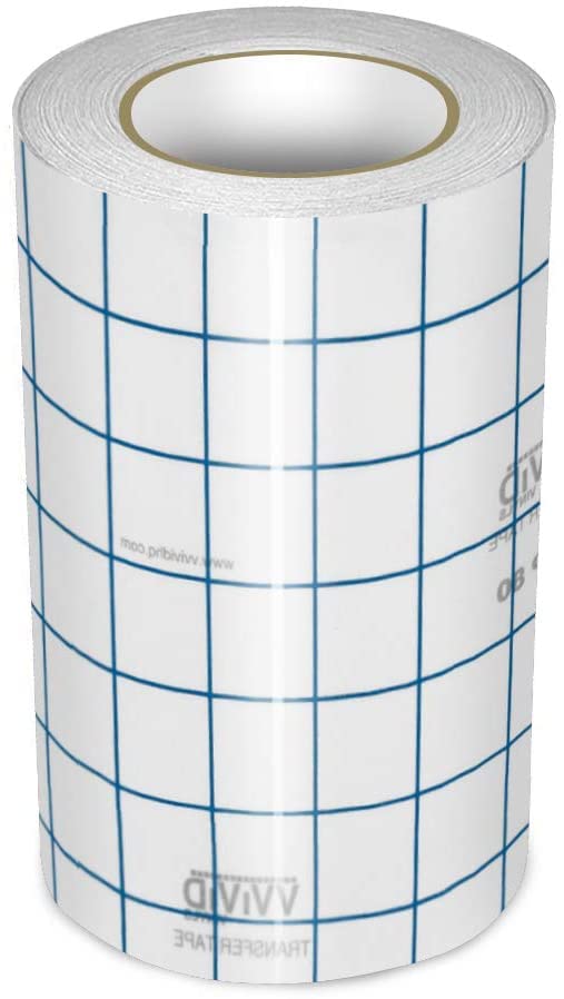 VViViD Vinyl Transfer Tape Roll Clear with Blue Alignment Grid Application Tape for Signs Crafts Decals Medium Tack (6" x 25ft)