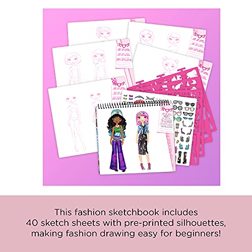 Fashion Angels I Love Fashion Sketch Portfolio for Kids - Fashion Design Sketch Book for Beginners, Fashion Sketch Pad with Stencils and Stickers For Kids 6 and Up