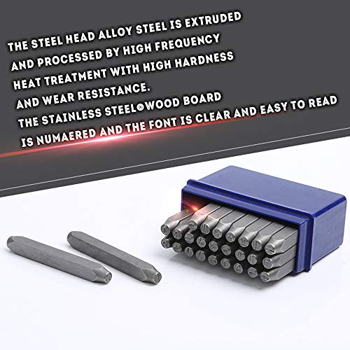 Oudtinx Number and Letter Stamp Set (36 Piece Punch Set/A-Z & 0-9) Industrial Grade Hardened Carbon Steel Metal - 5/32" (4mm) Characters - Perfect for Imprinting Metal, Wood, Plastic, Leather, More!