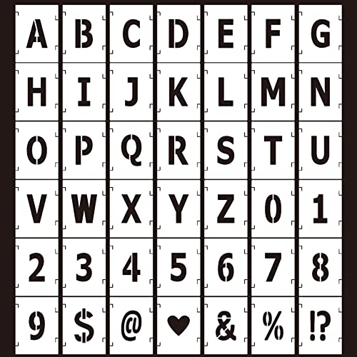 Alphabet Letter Stencils 4 inch, 42 Pcs Reusable Plastic Letter and Number Templates Letter Decoration Art Craft Stencils for Painting on Wood, Wall, Glass, Fabric, Rock, Canvas, Chalkboard, Signage