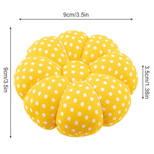 Rolybag Pin Cushions Wrist Pins Cushions with Elastic Strap Pumpkin Needle for Sewing Cushion Pincushions for Needlework or DIY Crafts(Yellow）