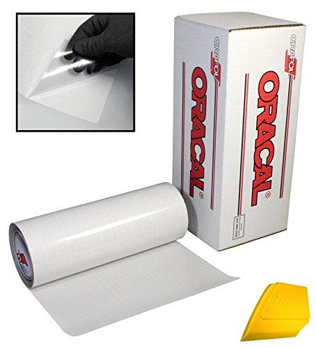 ORACAL Clear Transfer Paper Tape 15ft Roll w/Hard Yellow Detailer Squeegee (12" x 15ft)