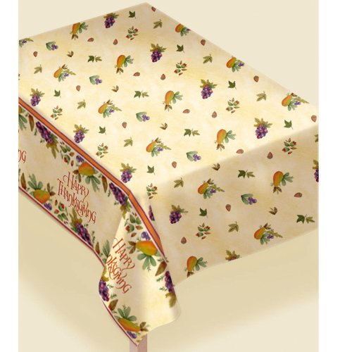 Amscan 579853 Thanksgiving Medley Paper Gold Table Cover | Party Tableware 54" x 102" 1ct