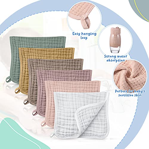 Irenare 6 Pieces Large 20 x 10 Inch Muslin Burp Cloths Multi-Colors Muslin Washcloths Baby Burping Cloth Diapers 6 Absorbent Layers Muslin Face Towels for Baby (Bright Colors)