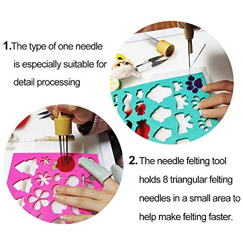 IMZAY Needle Felting Tools, Wool Felting Supplies, Needle Felting Kit with 60 Pcs Needles Felting Needles, Foam Mat, Wooden Handle, Scissors, Perfect for DIY Felting Wool Projects