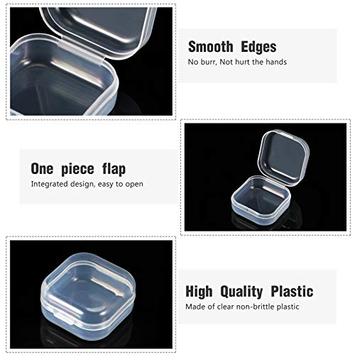 36 Pieces Rectangle Clear Plastic Containers Transparent Beads Storage Containers Box Jewelry Storage Box Case with Hinged Lid for Small Items Beads Jewelry (1.3 x 1.3 x 0.7 Inches)