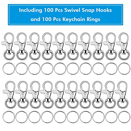 Key Chain Swivel Hooks, Anezus 100pcs Keychain Hardware Metal Swivel Snap Hook Lanyard Clips Hooks with Keychain Rings for Keychain Hardware and Lanyard Charms