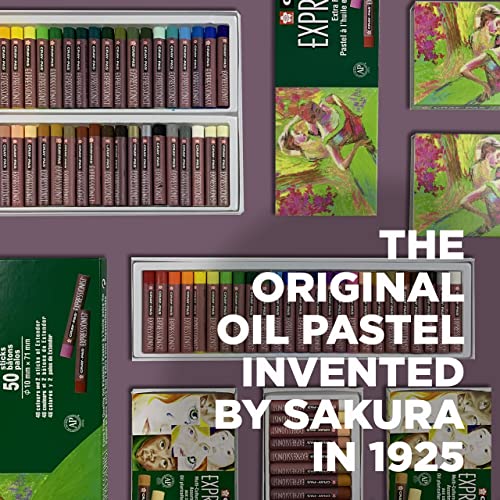 SAKURA Cray-Pas Expressionist Oil Pastel Set - Soft Oil Pastels for Artists - 50 Sticks
