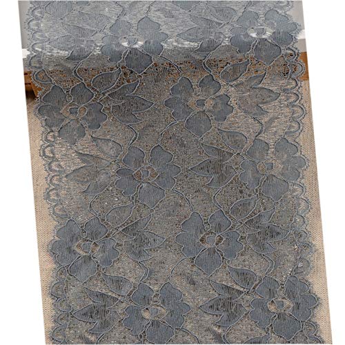 6.2 Inch Stretch Lace Trims Floral Embroidered Elastic Fabric for Garment and DIY Craft Supply by 5 Yards (Dark Gray)