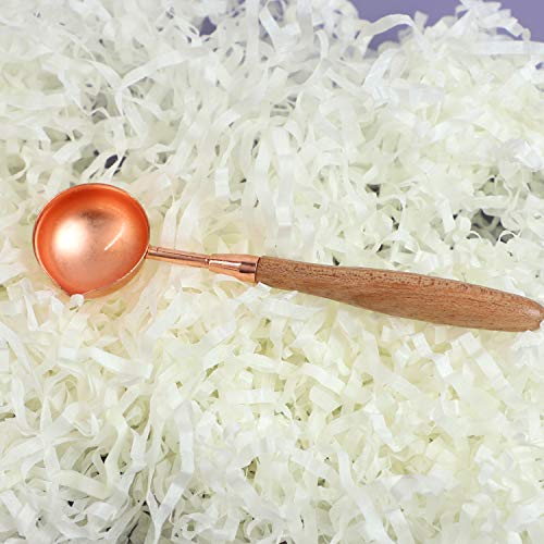 Framendino, Vintage Elegant Wooden Handle Copper Wax Sealing Stamp Melting Spoon for Wax Seal Envelope Letter Art Craft (Style A)