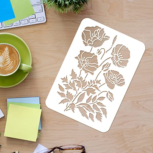 FINGERINSPIRE Wild Flower Stencils for Painting 11.7x8.3 Inch Large Flower Stencil for Walls Leaf Flower Blossom Stencils Reusable Drawing Stencils for Painting on Wood Wall Canvas Furniture Card