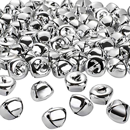 100PCS 1 Inch Jingle Bells Christmas Metal Bells Craft for Christmas Festival Party Wedding Decorations DIY Project, Large Jingle Bells Bulk, Silver