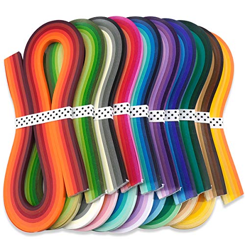 JUYA Multi-Color Paper Quilling Strips Set 60 Colors 10 Packs 54cm Length Paper Width 5mm (0.20 in)