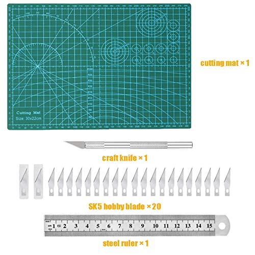 Self Healing Sewing Mat, Exacto Knife Precision Carving Craft Hobby Knife Kit for DIY Art Work Cutting, Hobby, Stencil, Scrapbooking-A4(9"x12")