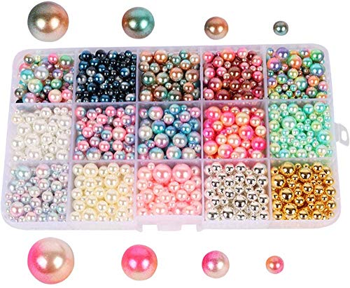 Beads 1140pcs/lot Mix Rainbow Gradient Color Round 4/6/8/10mm Imitation Pearl No Holes for DIY Handmade Jewelry Making Craft